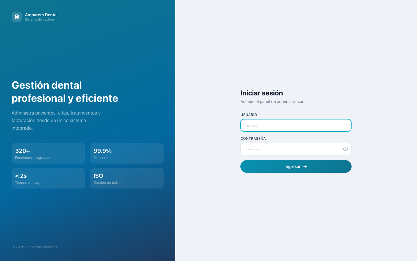 AmparemDental — acceso al sistema