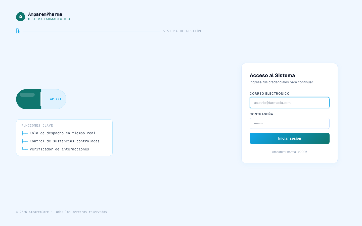 AmparemPharma — acceso al sistema