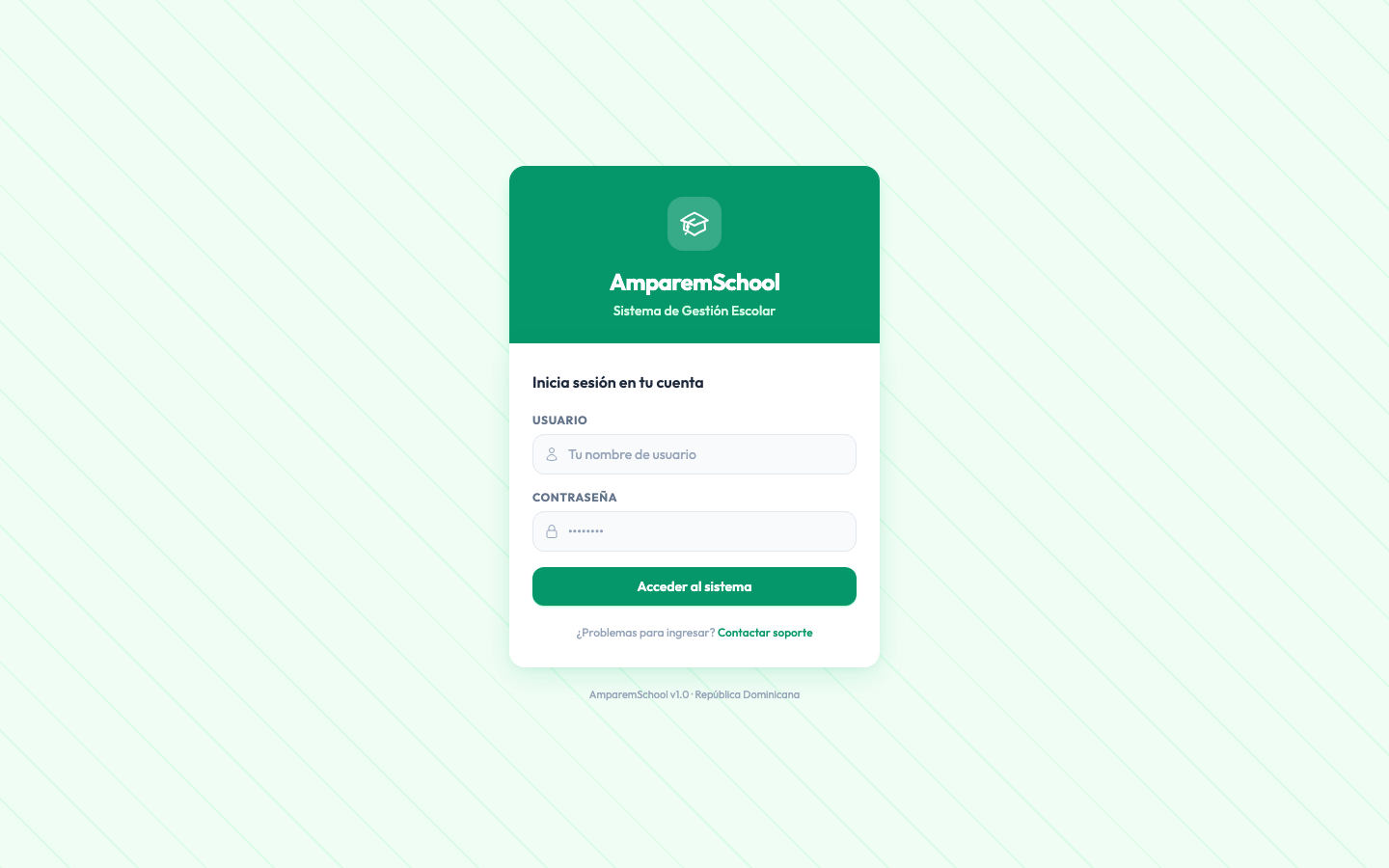 AmparemSchool — acceso al sistema
